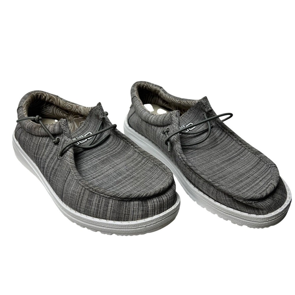 HEYDUDE Wally Youth Linen Stone Grey Shoes 130130704 Size 4 Youth / 5 Women